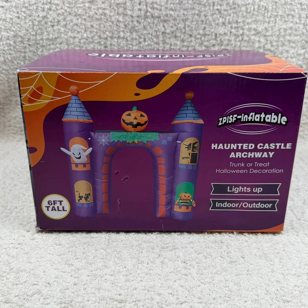 ZPISF-Inflatable Haunted Castle Archway 6FT Tall Halloween Light Up Decoration